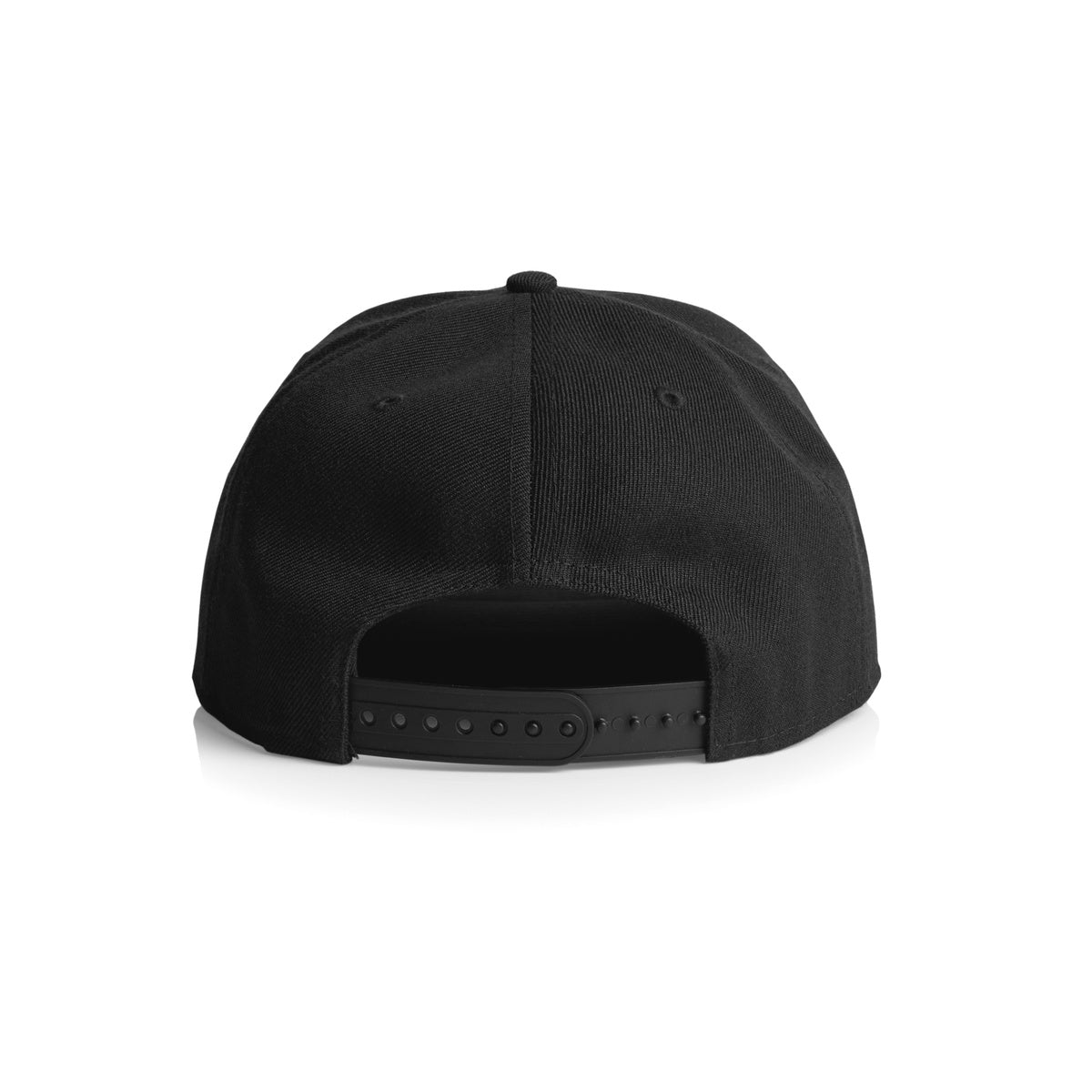 Back of the black Dance Dads snapback cap, showing the adjustable snap closure