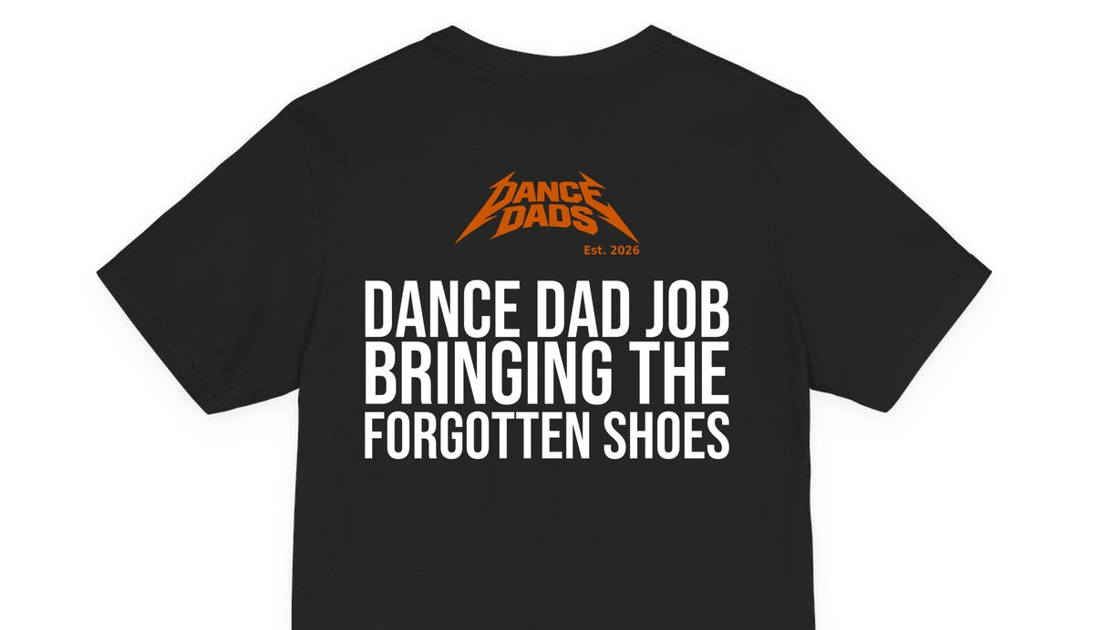 Close-up of the "Dance Dad Job: Bringing The Forgotten Shoes" back print