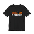 Black Dance Dads t-shirt printed with "LOUDEST MAN IN THE BUILDING" in burnt orange and white across the chest