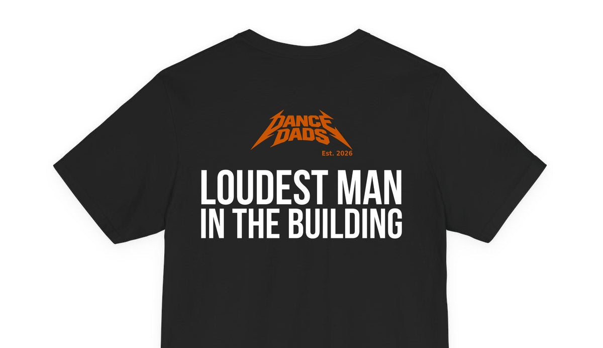 Close-up of the "Loudest Man In The Building" back print
