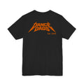 Black Dance Dads t-shirt with the original burnt-orange Dance Dads mark printed large across the shoulders