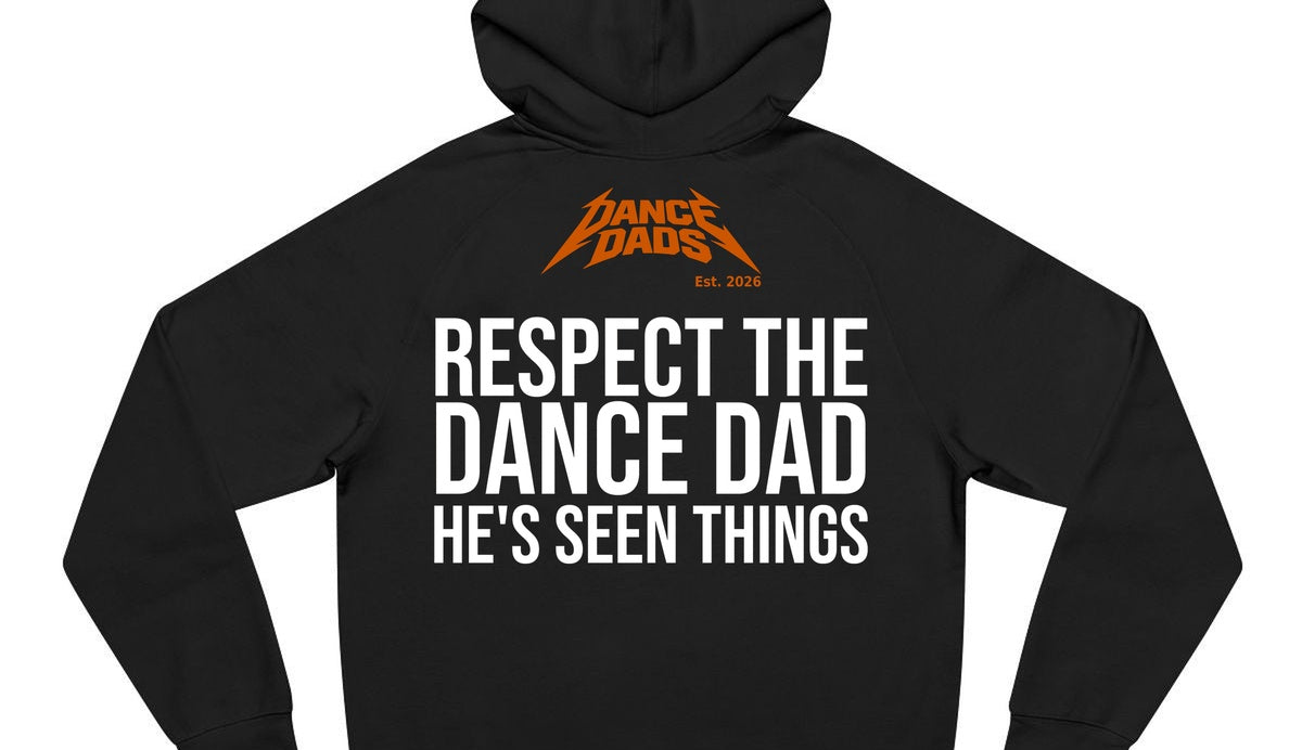 Close-up of the "Respect The Dance Dad: He's Seen Things" back print